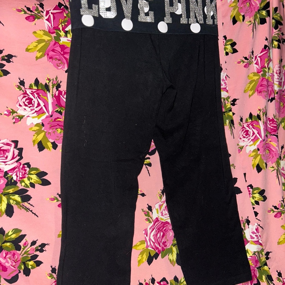 Victoria Secret PINK yoga rhinestone vintage crop pants OG Y2K retro polka dot - Picture 8 of 13